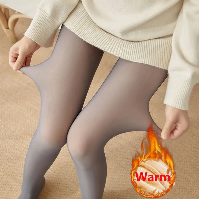 

Женские утепленные флисовые колготки, зимние сексуальные эластичные леггинсы с высокой талией, однотонные, мягкие, тонкие, полупрозрачные, теплые женские шелковые чулки