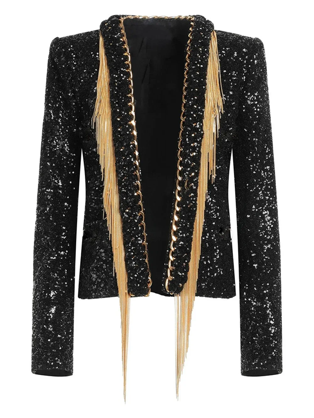 

Tassel Chain Sequins Jacket for Women, 2024 Autumn Cardigan Jacket, Plus Size Coat Blazer in Stock