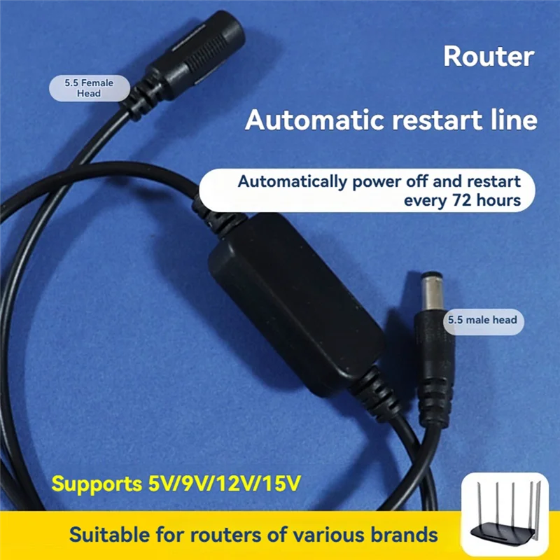 A03Z-DC Power Timing Router Auto Reboot 72 Hour Routing Timer Reset Tool Fiber Modem Router DC Power Manager Black