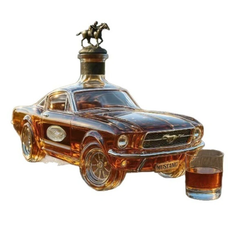 Creative Police Car Mustang Shaped Whiskey Wake-up Bottle, Fun Transparent High Borosilicate Glass Fashionable Storage Container