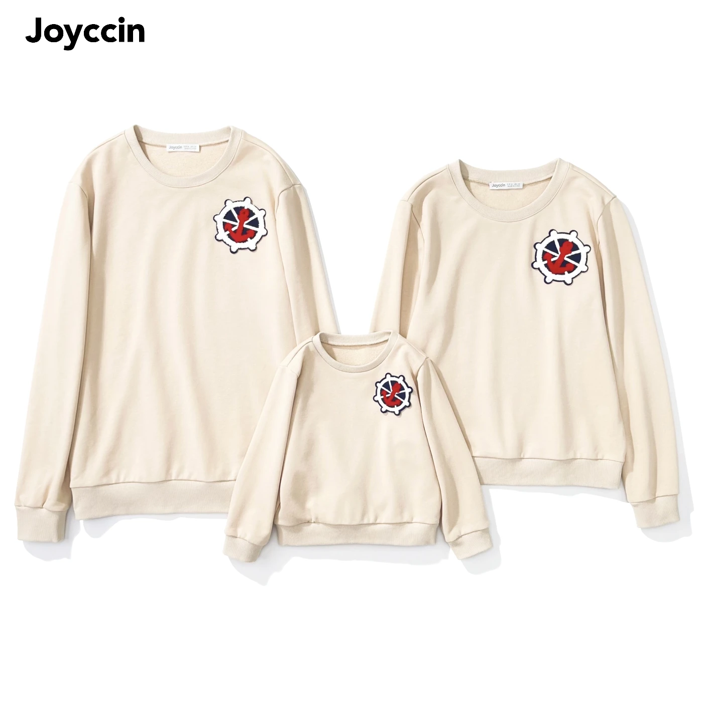 

Joyccin Family Matching Outfits Plus Size Fleeced Sweatshirt Pullover Fall Thick Unisex Solid Tops Mother Father Kids Embroidery