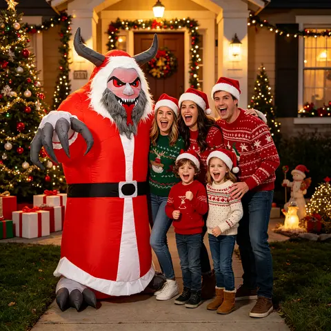 1.8M Christmas Devil Inflatable Ornament Mascot Cosplay Christmas Halloween Party Event Decoration Ornament