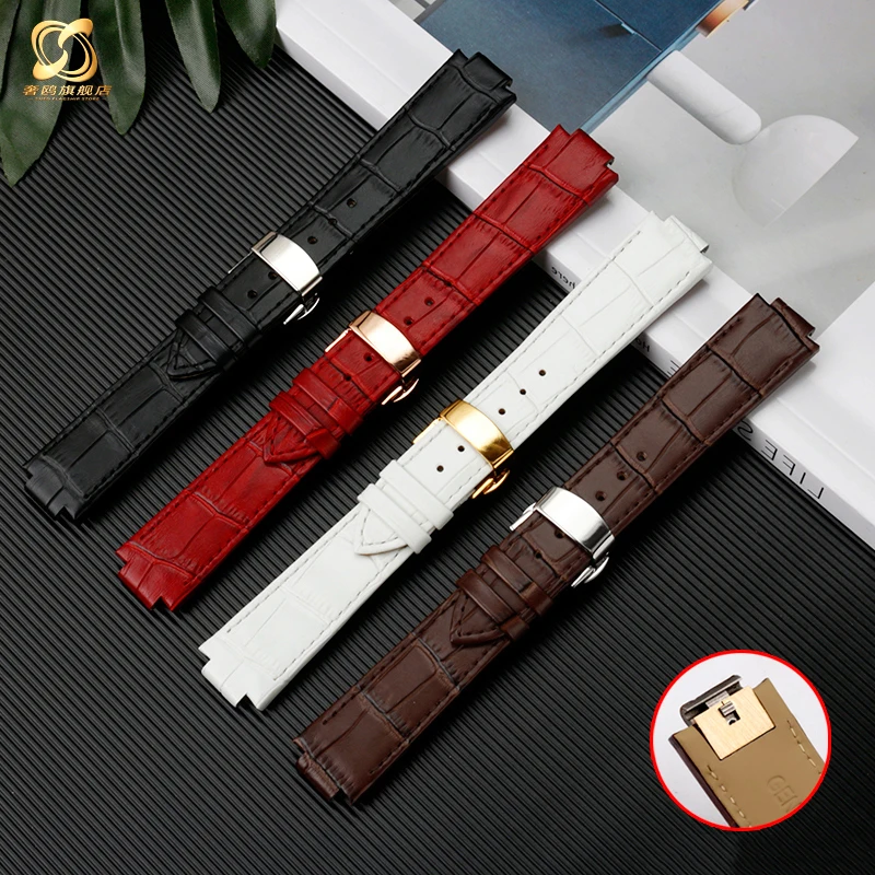 21x12mm Cowhide Leather Watchband for LV Strap Louis Vuitton Tambour Insert Metal Quick Release Endlink Watch Bracelet Men Women