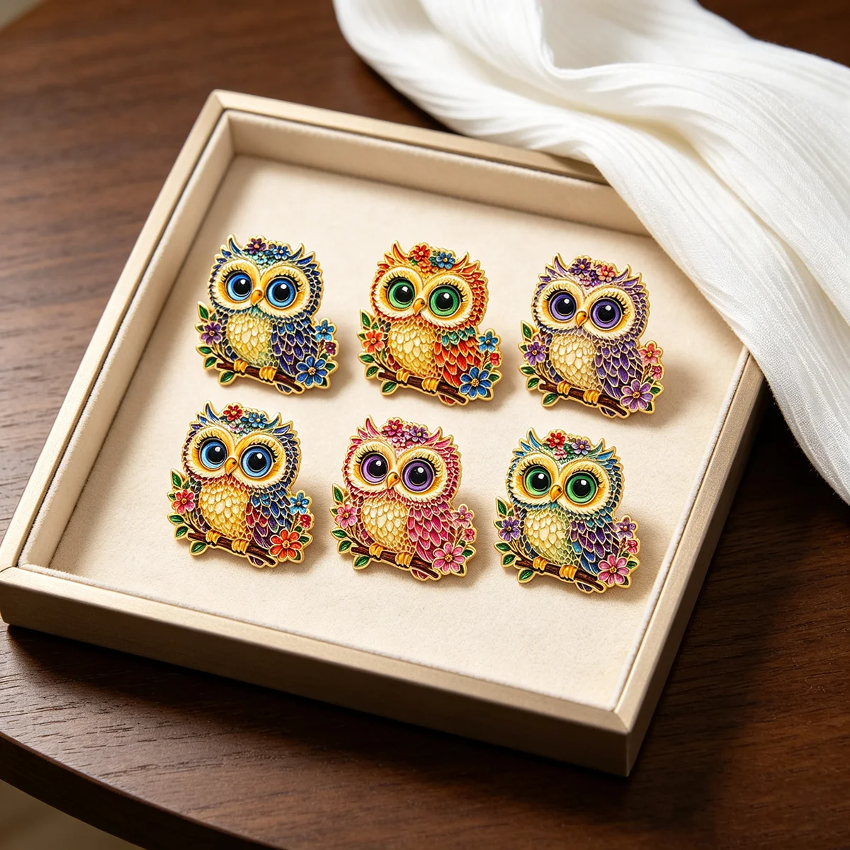 Aesthetic Boho Colorful Floral Owl Enamel Pins Brooch Lapel Pin Badge on Clothing Accessory Fashion Jewelry Gift For Friend
