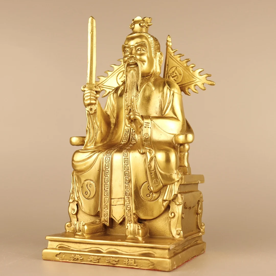 

10"Tibetan Temple Collection Old Brass Lord Lao Zi Laotse Ancestor Lord Lao Zi master worker Worship Hall Town house