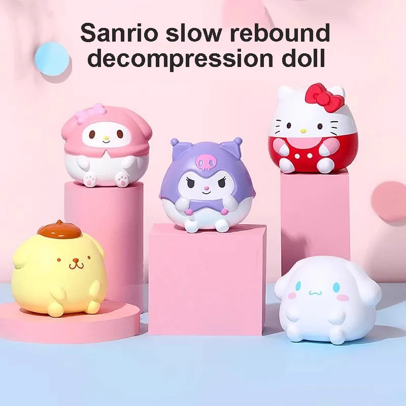 Сетчатая сумка Sanrio Knead Happy, декомпрессионная игрушка, медленный отскок, средство для снятия стресса, нефритовая собака, мультяшный дисплей, детский рождественский подарок