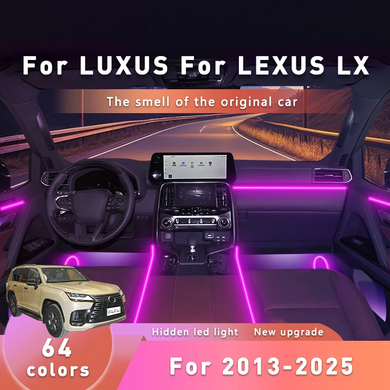 

FILIPLI для LEXUS LX для 2021, сделай сам, киберпанк, акриловый автомобильный окружающий свет, 64 RGB, Bluetooth, управляемая музыка, синхронизация, внутренний свет автомобиля