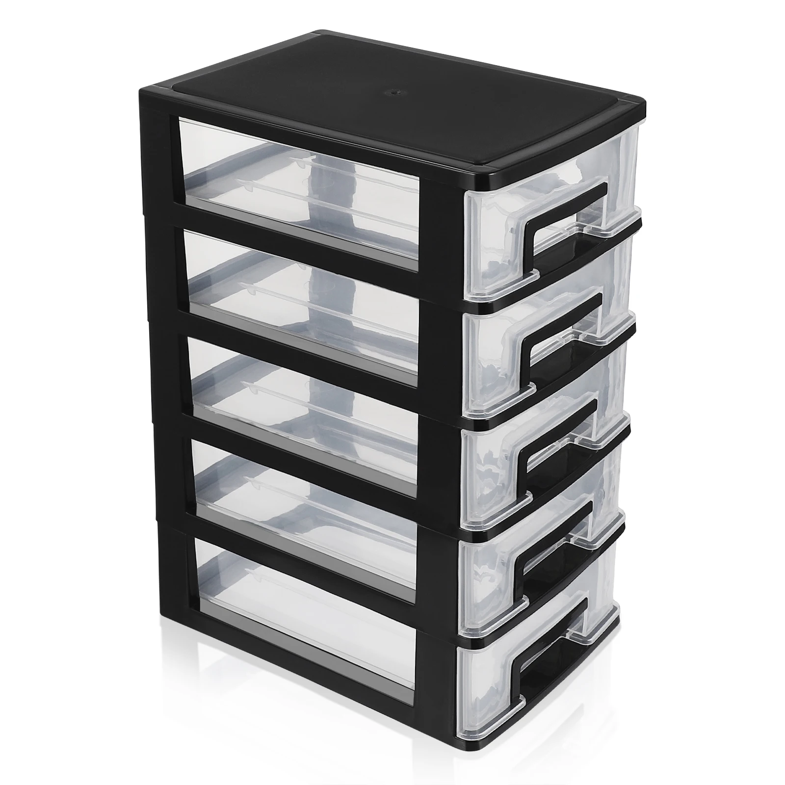 

Transparent Storage Box Desk Organizer Black Plastic Cabinet with Drawers for Office Stationery Storage