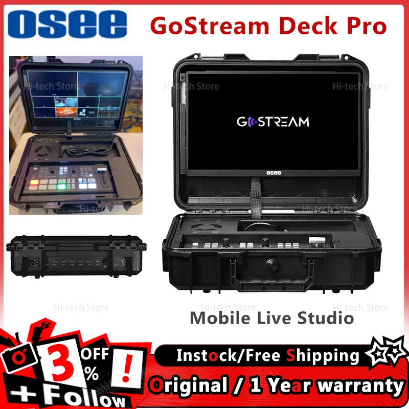 Osee GoStream Deck Pro Live Streaming Multi Camera Video Mixer Switcher Recorder Player Kit With 14 Inch Monitor NDI Upgradable