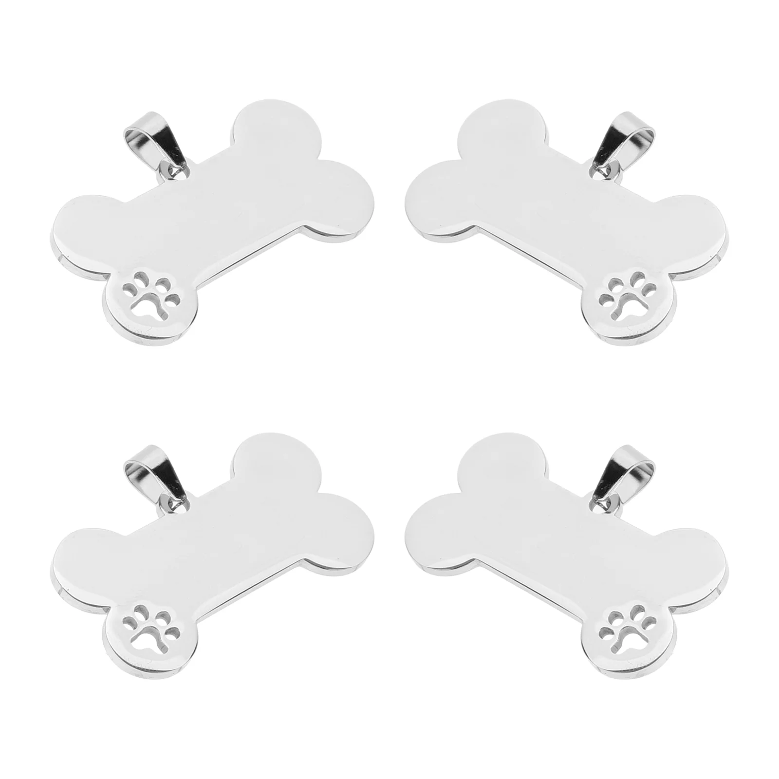 4 Pcs Pet ID Puppy Tag Metal Dog Tags Engraved for Pets Name Collar Stainless Steel Anti-lost Engraving Blanks