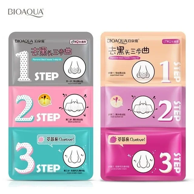 1PC Bioaqua Pig Nose Mask Remove Blackhead Acne Remover Clear Black Head 3 Step Kit Beauty Clean Face Care Cosmetic