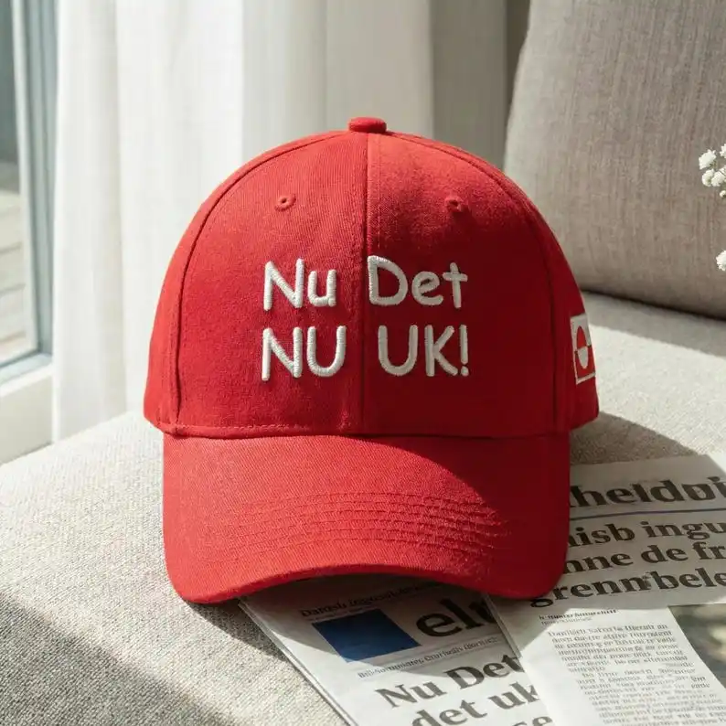 Nu det NUUK! Hat – Embroidered Greenland Flag Structured Twill Flex Fit Closed Back Cap