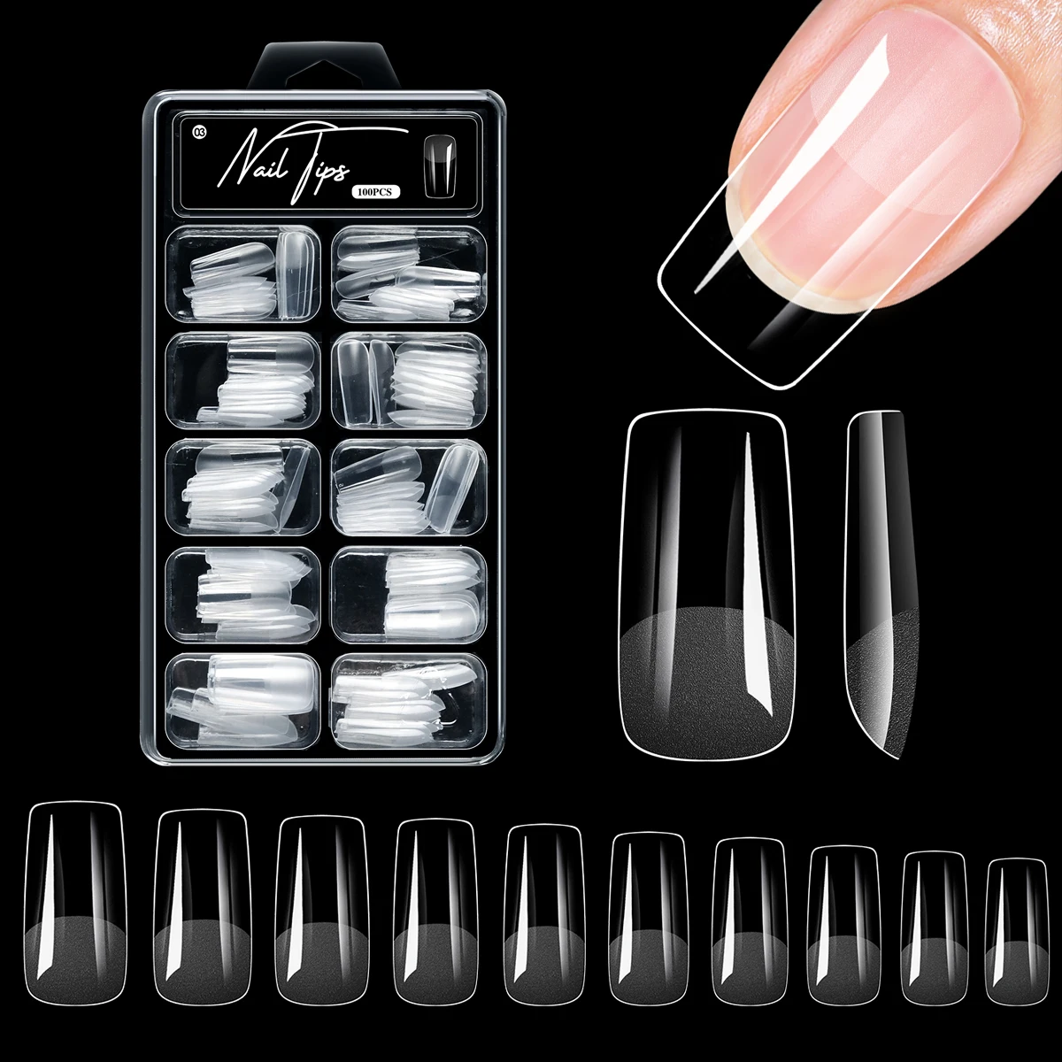 100pcs Acrylic Nails Fake Capsule Half Matte Short Square Artificial Nail Extension Soft Gel Tips Accessories Tools Nail Supplie
