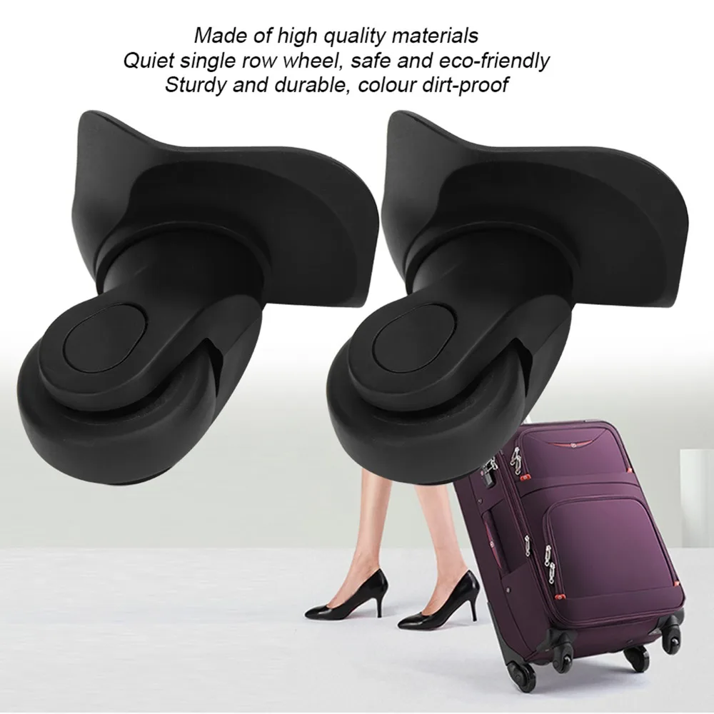 1 Pair Durable PP+PET Luggage Wheel Mute Black Suitcase Wheel Single Row Wheel Travel Supplies