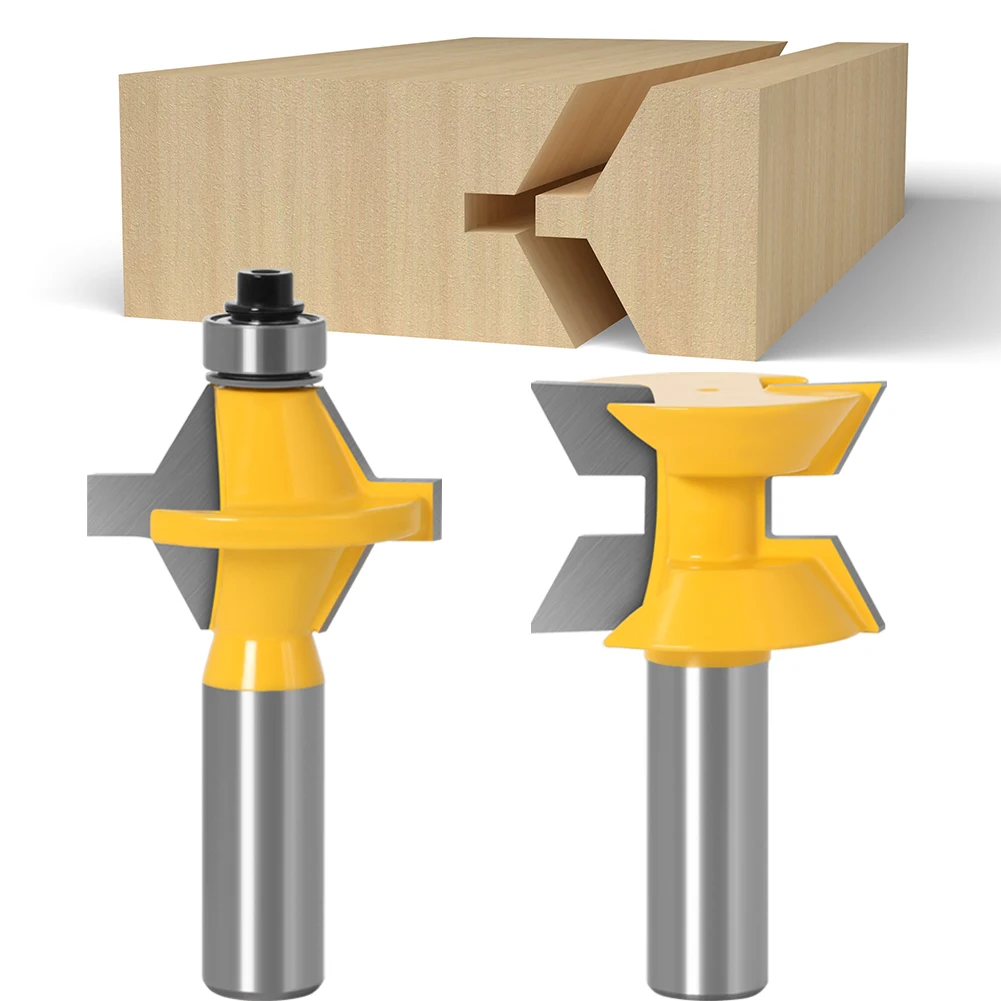 

2pcs/set 120 degree Shank Carbide Tongue and Groove Router Bits for Woodworking Tenon Joint Edge Banding Router Bit Set