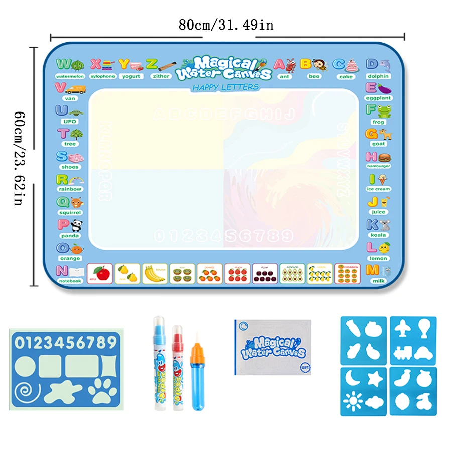 80*60CM Magie Wasser Zeichnung Matte Färbung Doodle Mit Wiederverwendbare Magie Stifte Montessori Malerei Bord Pädagogisches Spielzeug Kinder geschenke