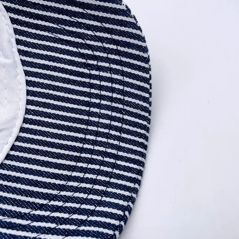 Curved Brim Engineer Cap Stripy Cotton Unstructured Lightweight Adjustable Fit 