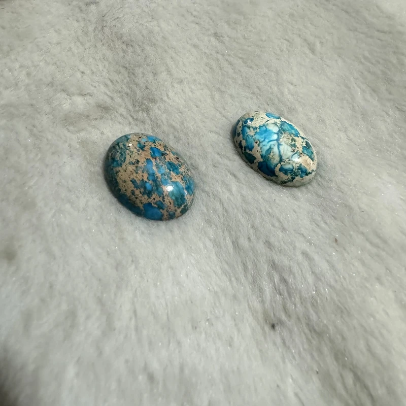 Wholesale 2pcs/pack Blue Imperial Jasper 18x25mm 22x30mm Oval Gemstone Ring Face For Jewelry