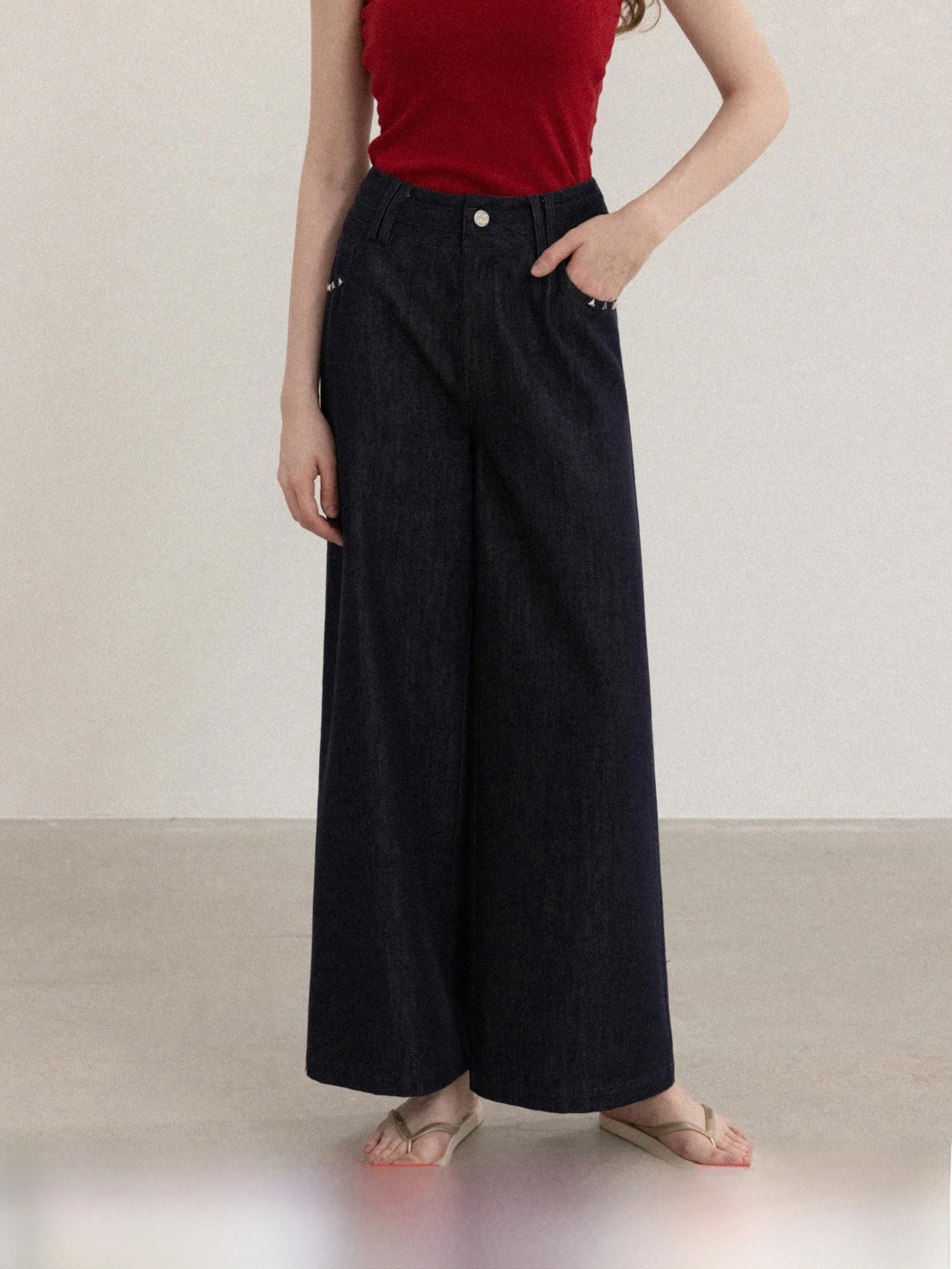 

Blue High Waist Wide Leg Jeans Women's Casual Straight Cut Commute Spring Versatile Cotton Denim Pants Soft Comfortable Fit