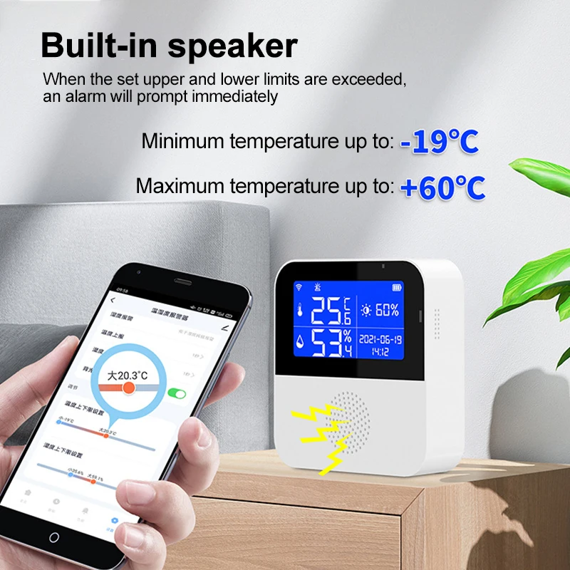 

Tuya WIFI Smart Temperature And Humidity Sensor Indoor Hygrometer Thermometer With LCD Display Work with Alexa Google Home