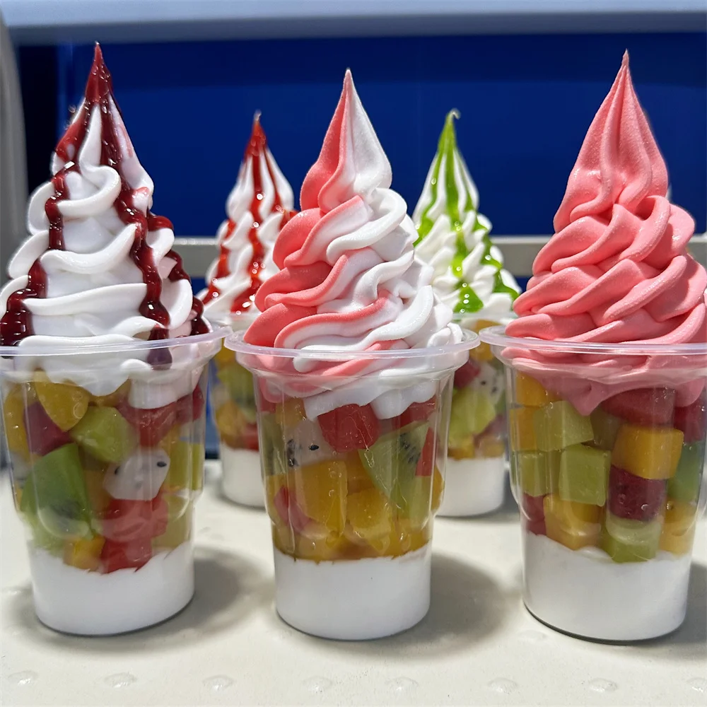 250ml 1pc Fruit Chocolate Mixed Platter Sundae Cup Beach Health Dining Cart Snack Display Props Children Ice Cream Toy Model Fun