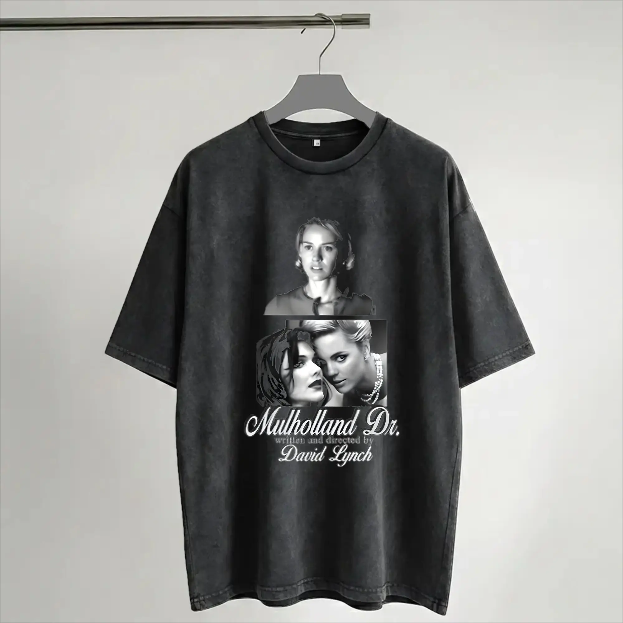 Mulholland Drive Washed T Shirt Streetwear Hip Hop Vintage T-Shirt  Tees Tops Men Women 100% Cotton Oversize