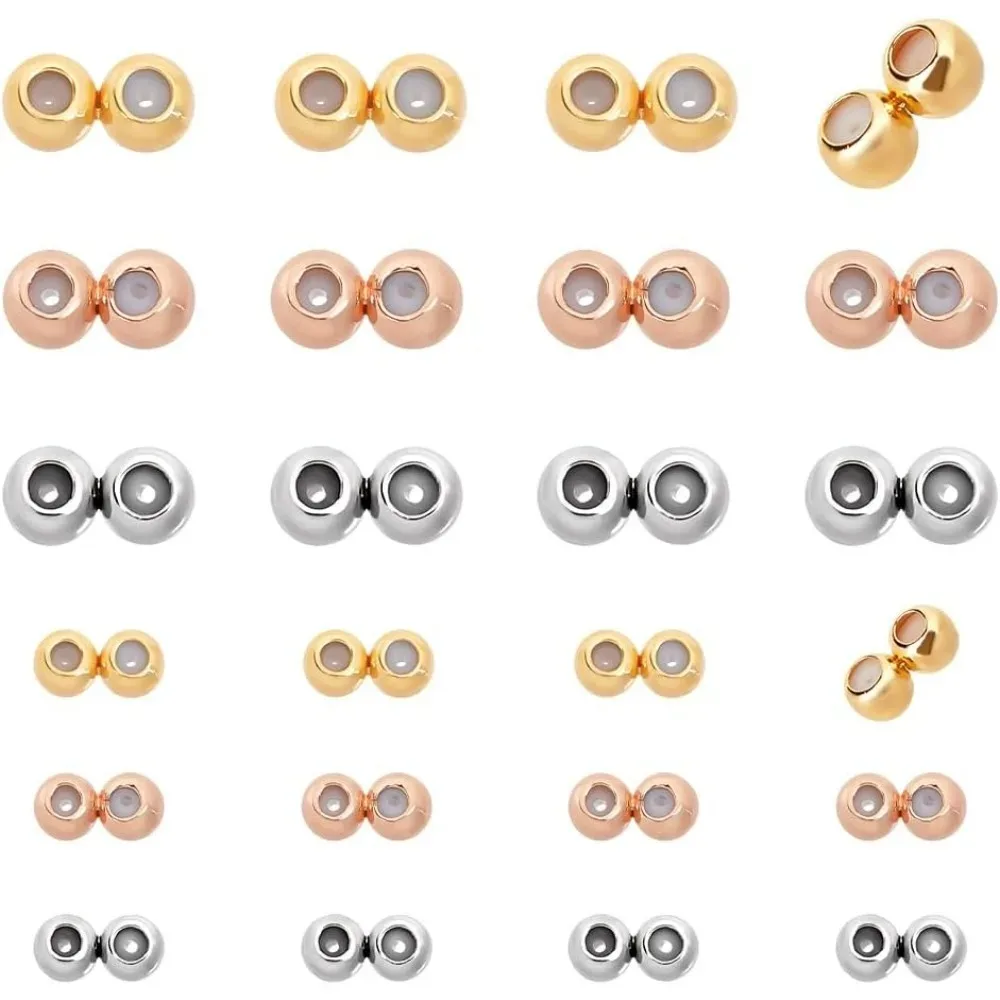 

24 шт., стопорные бусины, 6 стилей, бусины с двойным отверстием, слайдер, регулируемые круглые латунные прокладки, набор для изготовления