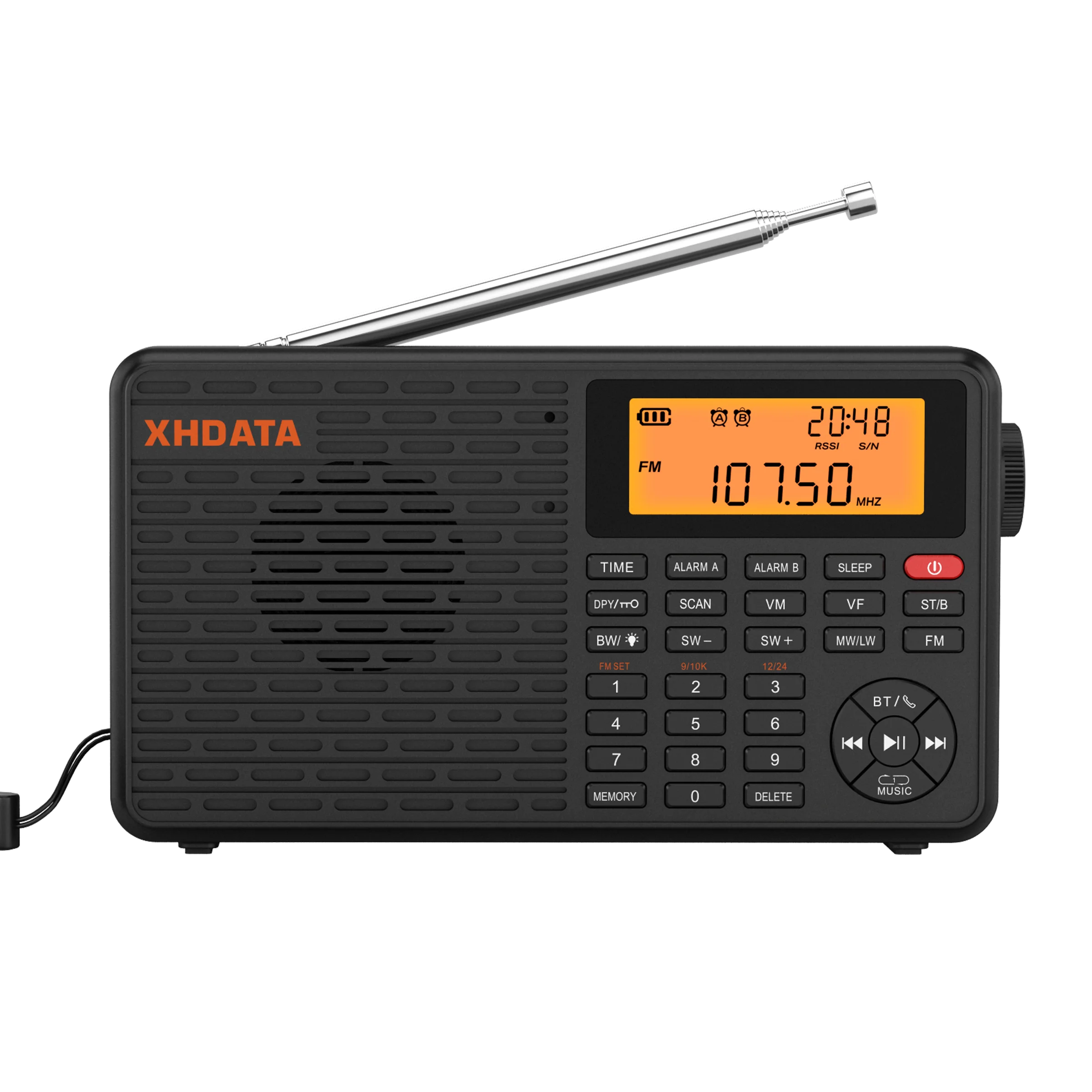 XHDATA D-109 Stereo digitale draagbare radio AM SW MW FM-radio Bluetooth-compatibele multifunctionele radio Ondersteuning TF-kaartspeler - afbeelding 1