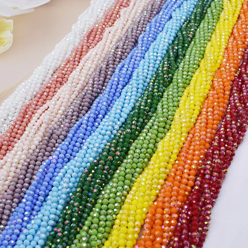 4mm 110pcs/strand New Color Glass Beads Rondell Faceted Crystal Beaded Loose Spacer Beads For Jewelry Making DIY Bracelet view 5