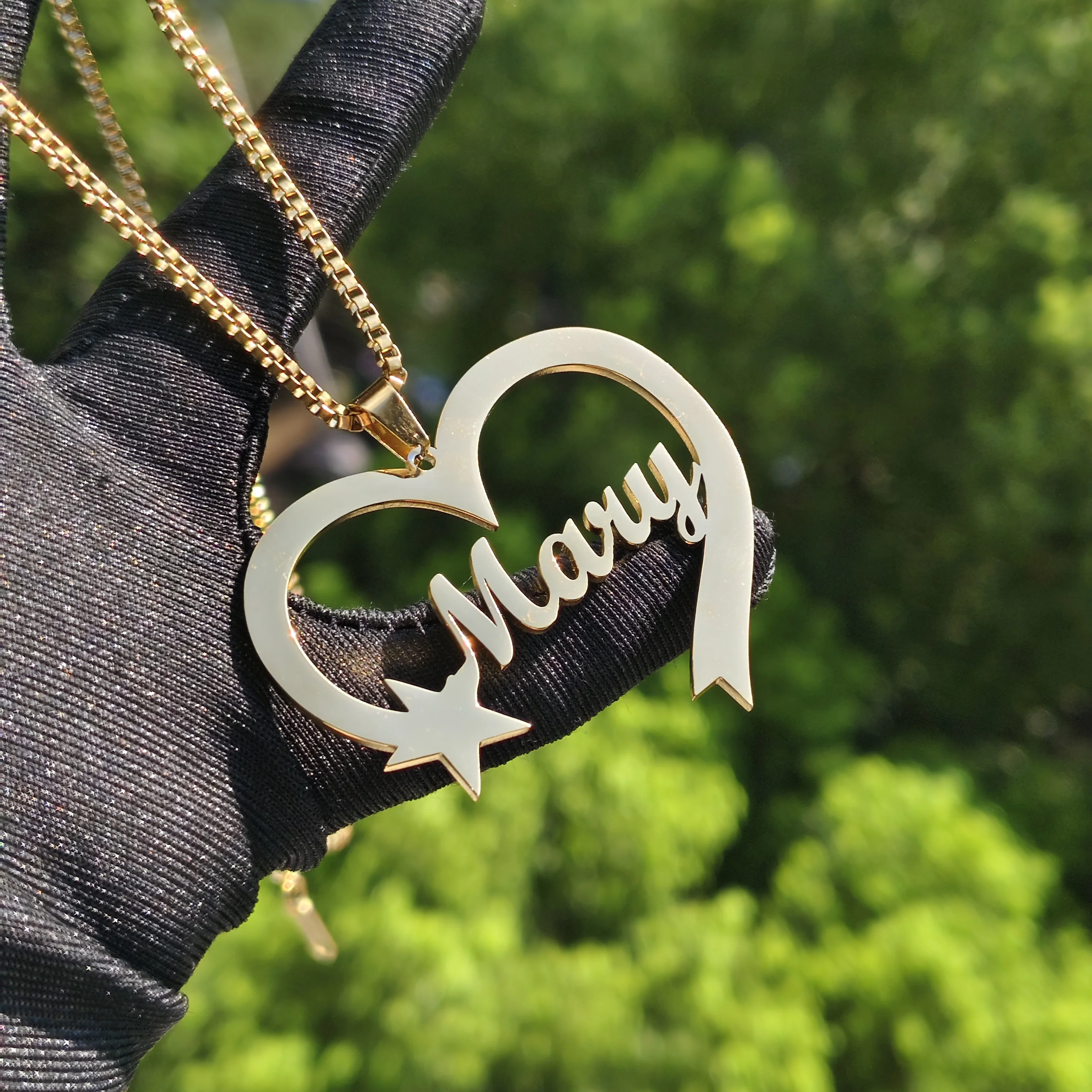 

Новое индивидуальное ожерелье с именем, персонализированное письмо из нержавеющей стали, золотая цепочка в форме сердца, дизайн звезды, женское ожерелье с подвеской