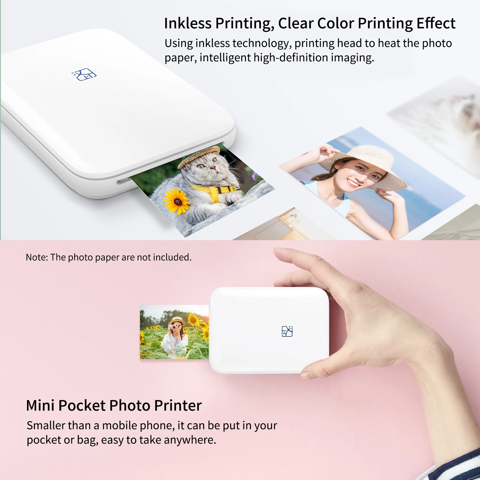 HPRT MT53 Mini Pocket 3 Inch Mini Wireless Photo Printer Portable Color Photo Printer Usb Printers