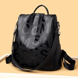 2022 Trend Anti-theft Women Backpack High Quality Soft Leather Rucksack School Bags for Girls Large Capacity Travel Sac A Dos