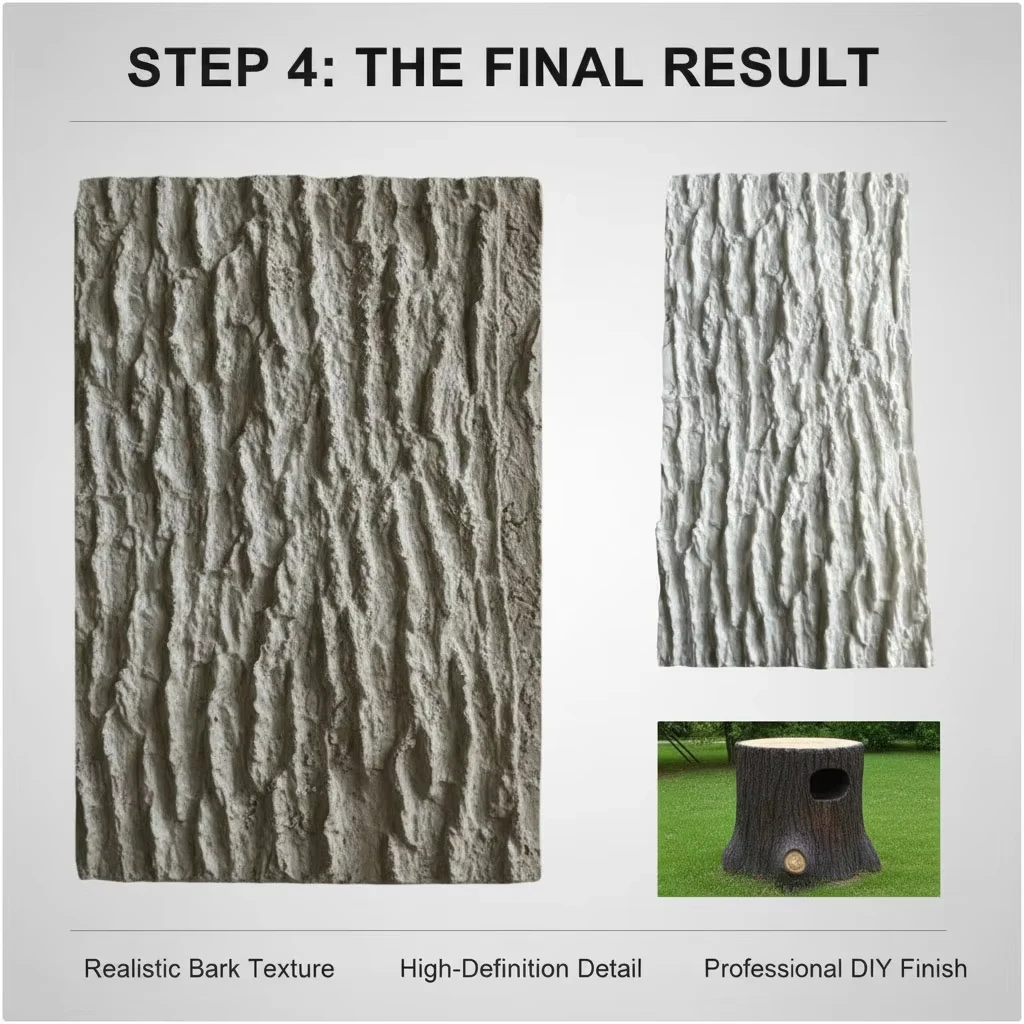 50x27cm Embossed Silicone Soft Mold Tool for Cement Imitation Bark Texture Making Fake Tree Stump Models