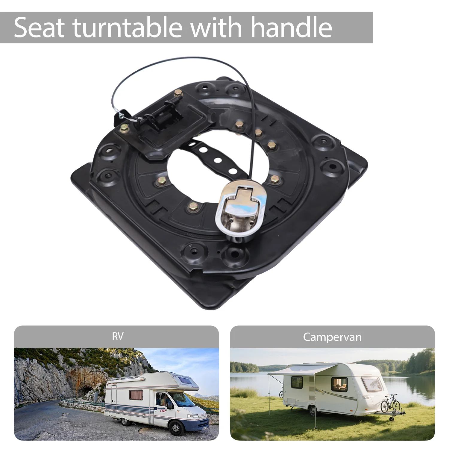 

Сверхмощный 360° ° Вращающееся основание сиденья с пневматическим переключателем, вращающееся стальное основание диаметром 3,0 мм, подходит для автофургонов, кемперов и лодок.