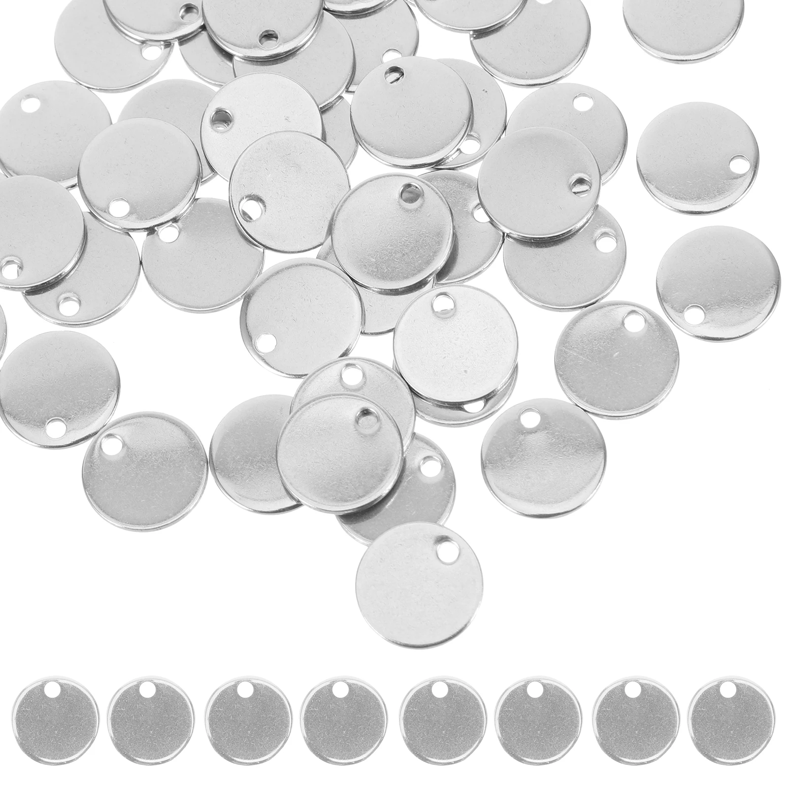 

100pcs Round Metal Stamping Blanks with Hole Stainless Steel DIY Jewelry Tags Dog Tag Pendant for Engraving Craft Keychains