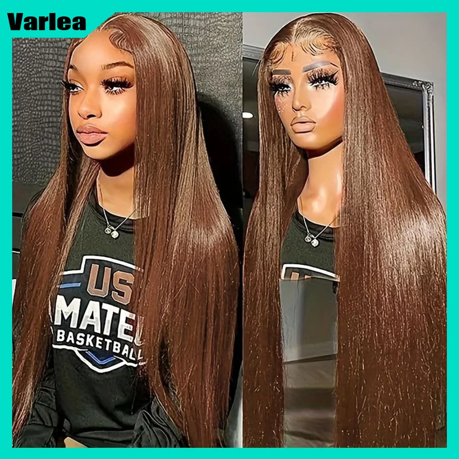 Varlea 30 Inch Chocolate Brown Lace Front Wig Straight Hd Lace Frontal Wig 13x6 13x4 Lace Front Wig Human Hair Colored For Women