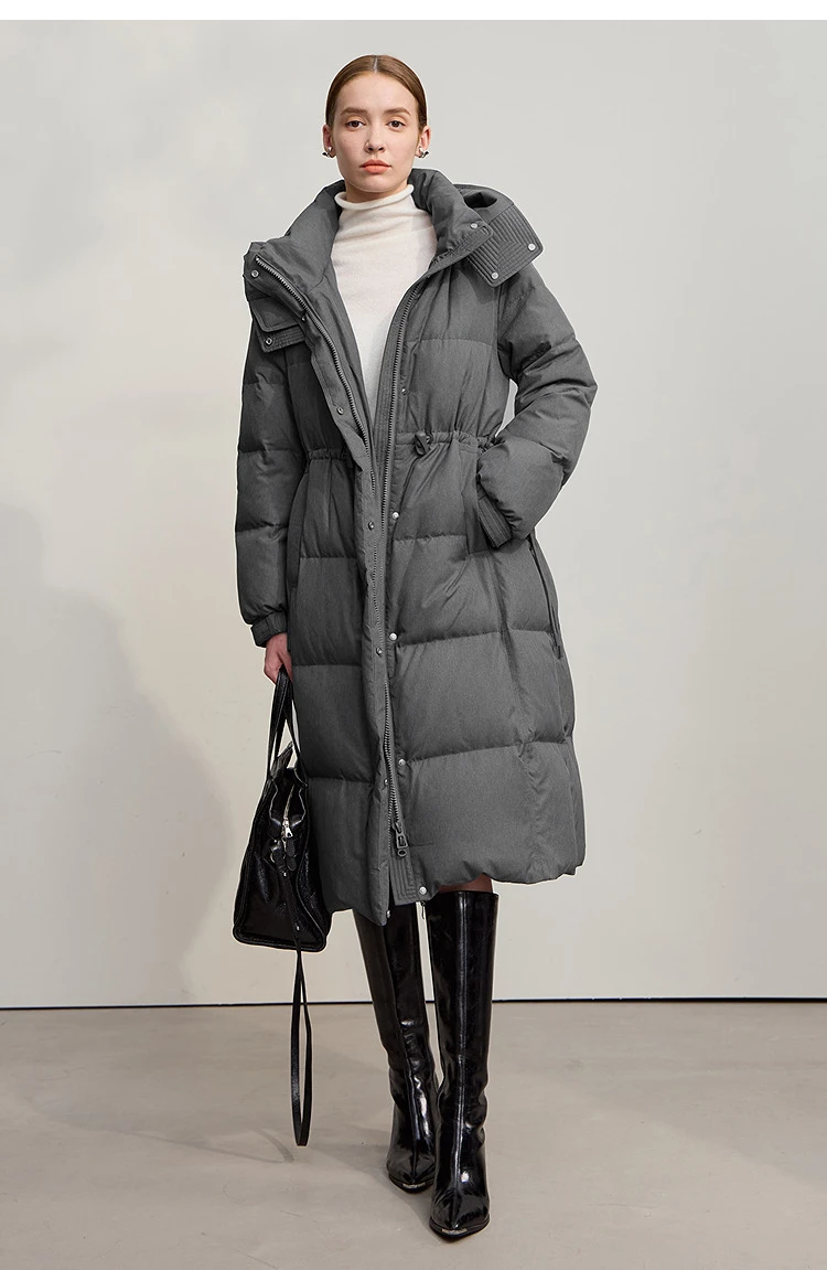 AMII Down Jacket 2025 Winter New Casual Warm Solid Color Hooded Straight Long Down Coat Zipper Long Sleeves Women's Top 12544149