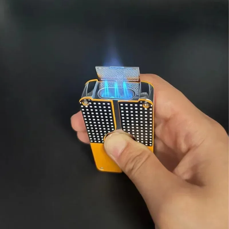 COHIBA-Windproof Metal Cigar Lighter, Triple Flame Jet, Butane Flashlight, Portable Cigar Punch, Men Gadgets