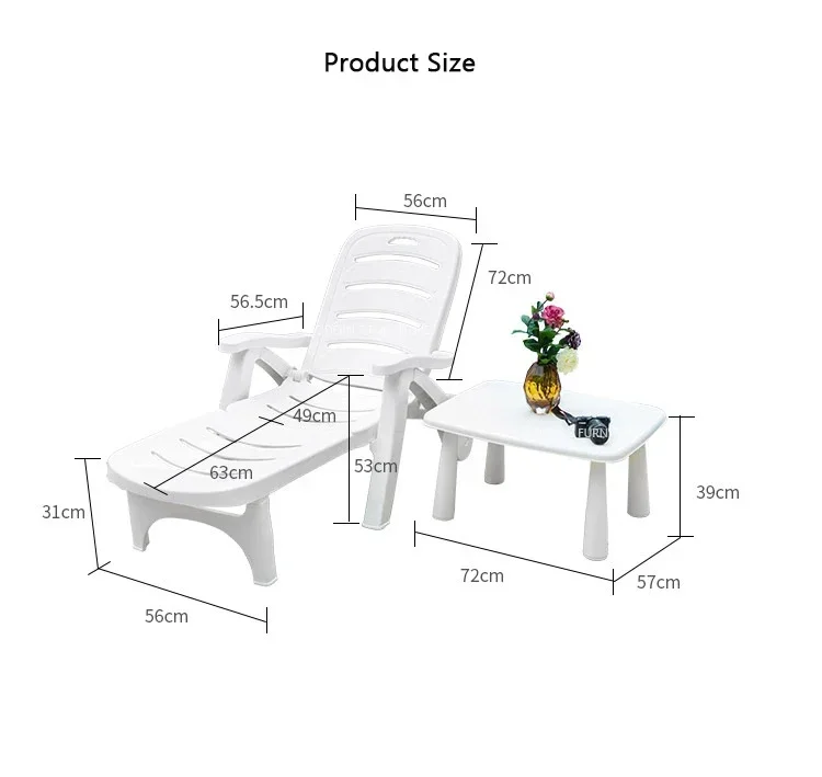 White plastic pool lounge chair/leisure sun lounger chair