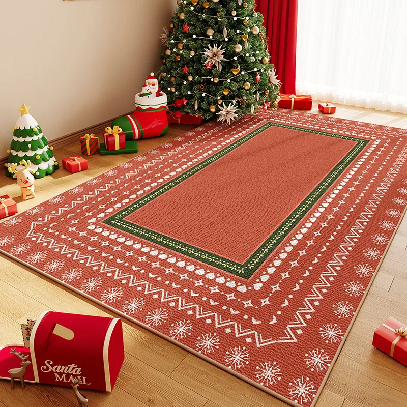 Christmas Carpet Living Room Non-slip Sofa Bed Ring Fleece Mat New Year Decoration