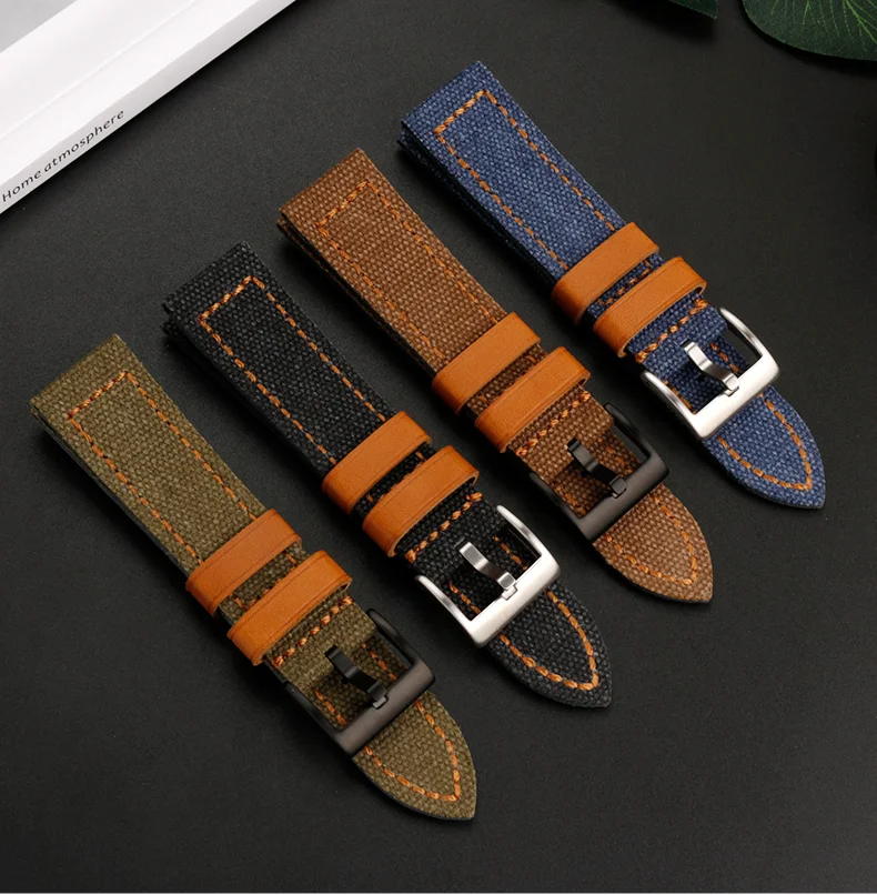 Universal Retro Distressed Canvas Watch Strap For Jeep Panerai PAM441/359/386/312 Watchband 22 24mm Bracelet for Men