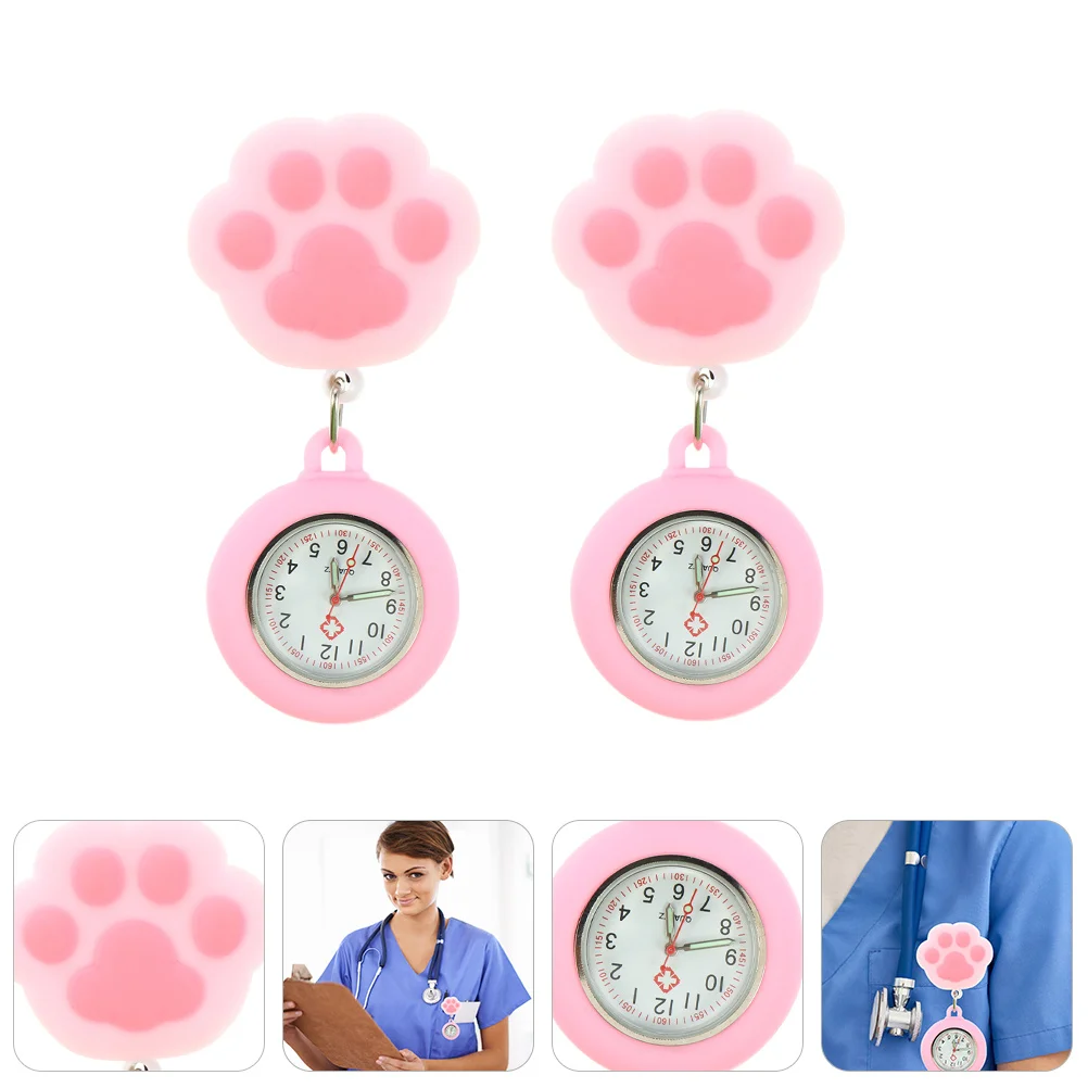 2 قطعة ساعة ممرضة قوية على شكل مخلب قطة تصميم فريد من نوعه مقاس متوسط سهلة القراءة هدية متينة لعمال الرعاية الصحية ساعة ممرضة