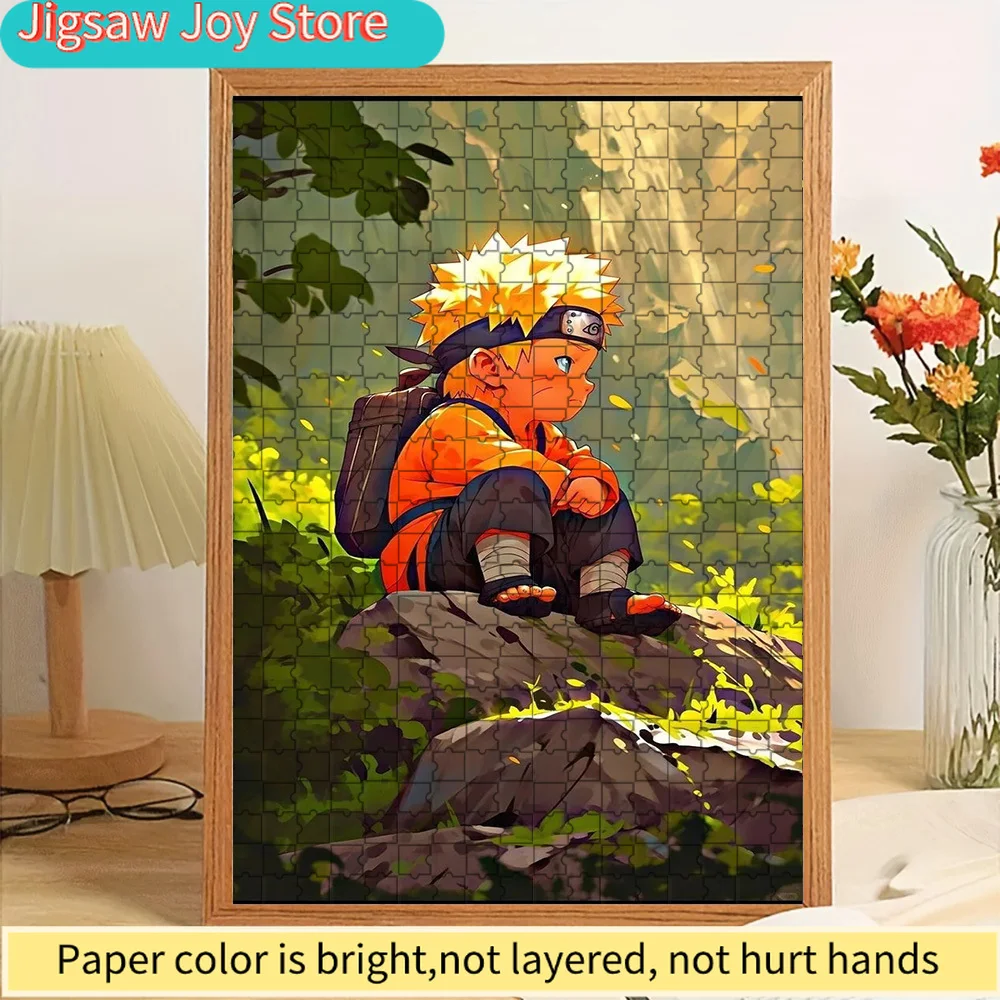 

Anime Cute Chibi Naruto Uzumaki Sitting On Rock Forest Nature Scene Paper Puzzle, Premium High Definition Vivid Print, Smooth Bu