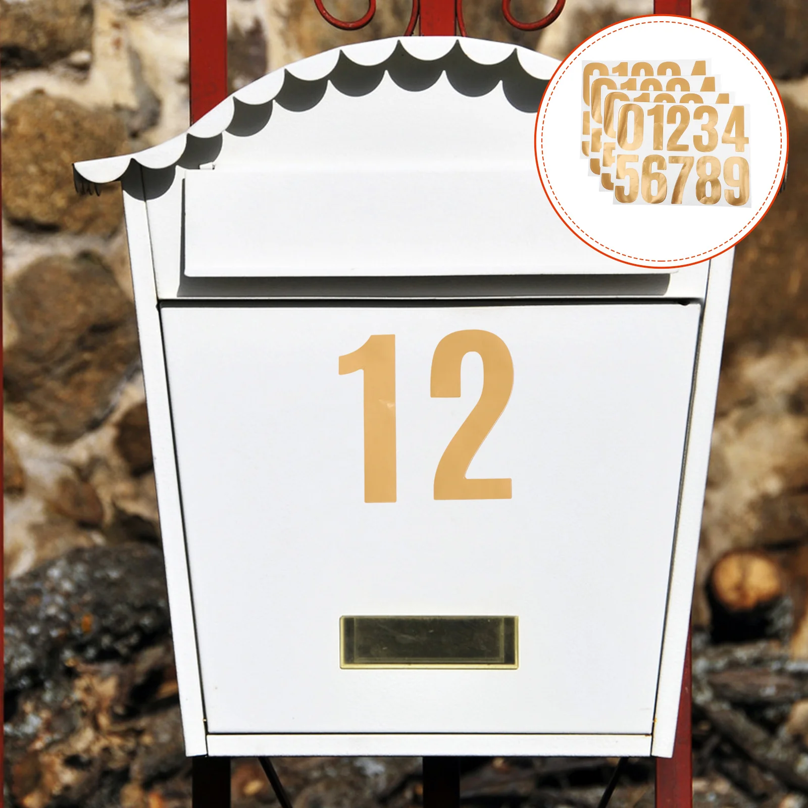 

4Sets Durable Waterproof Number Stickers Self-Adhesive House Number Labels for Mailbox Outdoor Address Signs House Numbers