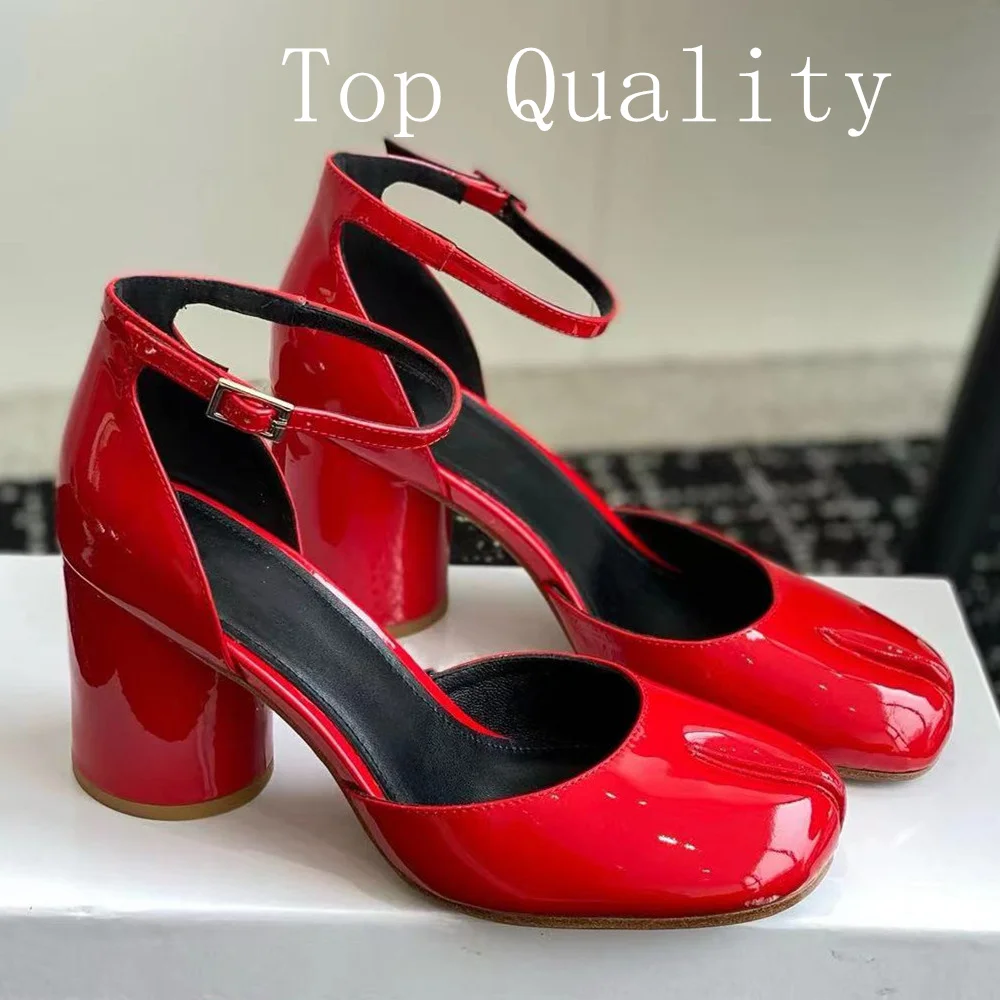 

2024 New Woman Sandals heel casual shoes Splitting toes Solid Color Round Genuine Leather Casual Shoes High Quality