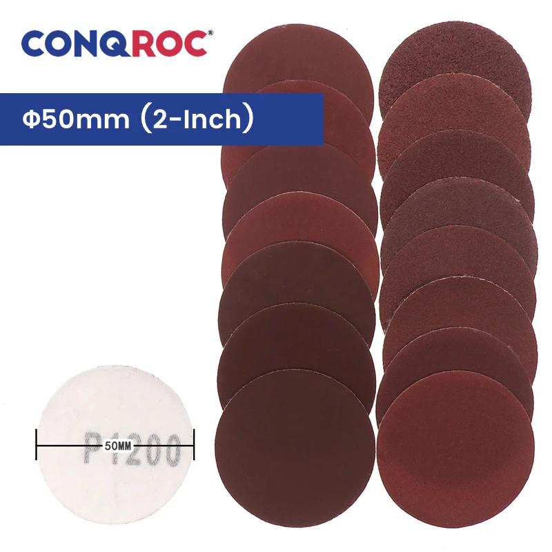 50mm(2-Inch) Sanding Discs Aluminum Oxide  Hook and Loop Sanding Papers 100-Piece Grit P60~2000