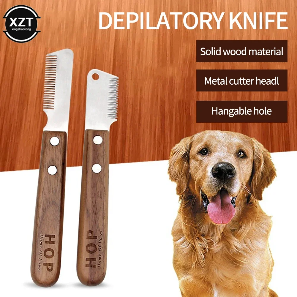 

Professional Grooming Dog Comb Stainless Steel Wooden Handle Stripping Knife Pet Hair Remover Pluck Excess Undercoat accessories