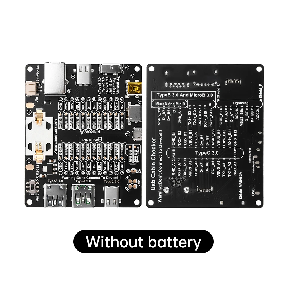 DC 3-12V USB Data Cable Test Board USB Cable Checker Type-C Micro A Type B Test Board Without Battery Wtih Shell LED Light