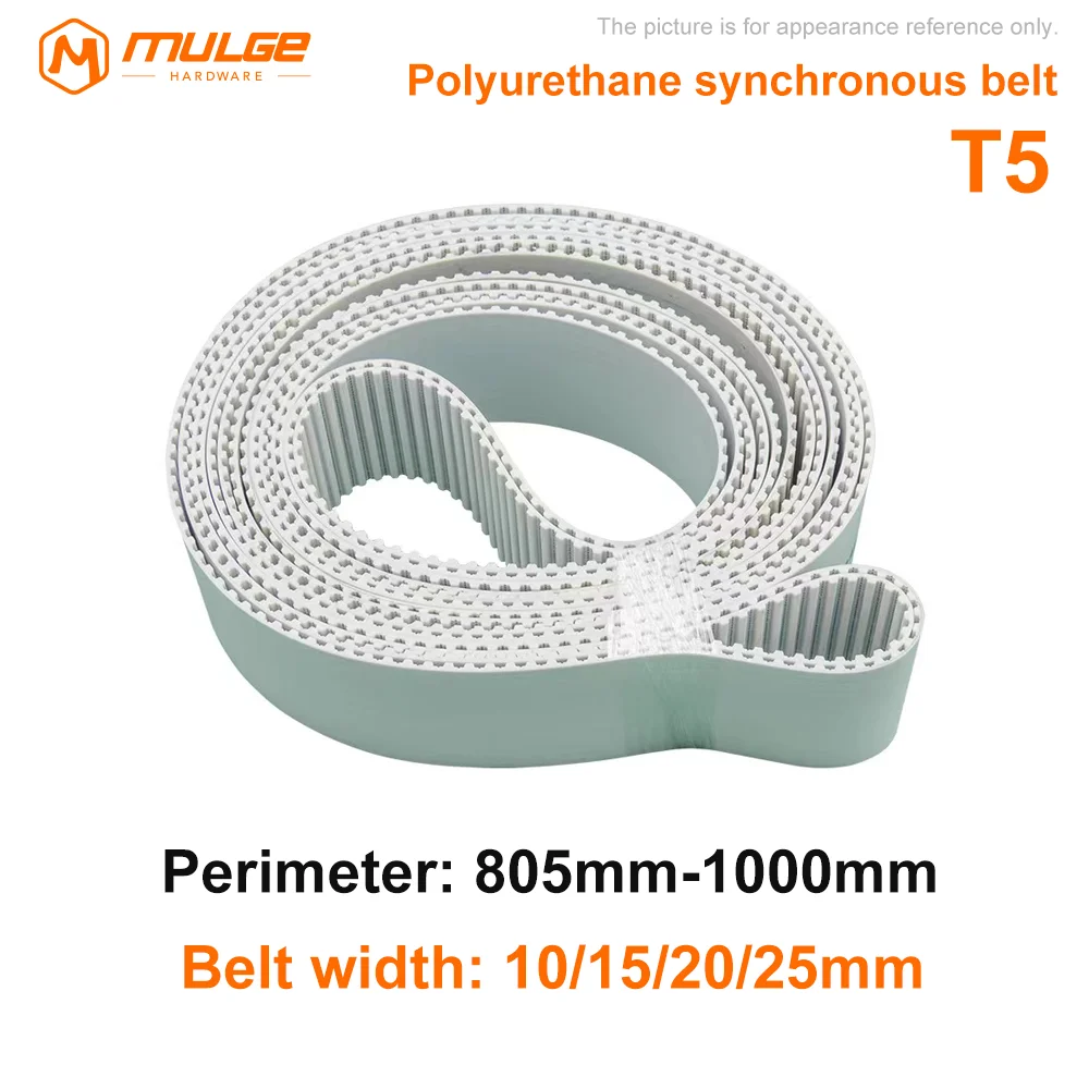 

T5 Polyurethane Closed Loop Timing Belt Width 10/15/20/25mm Perimeter 805-1000mm Pitch 5mm T5 PU Synchronous Belt