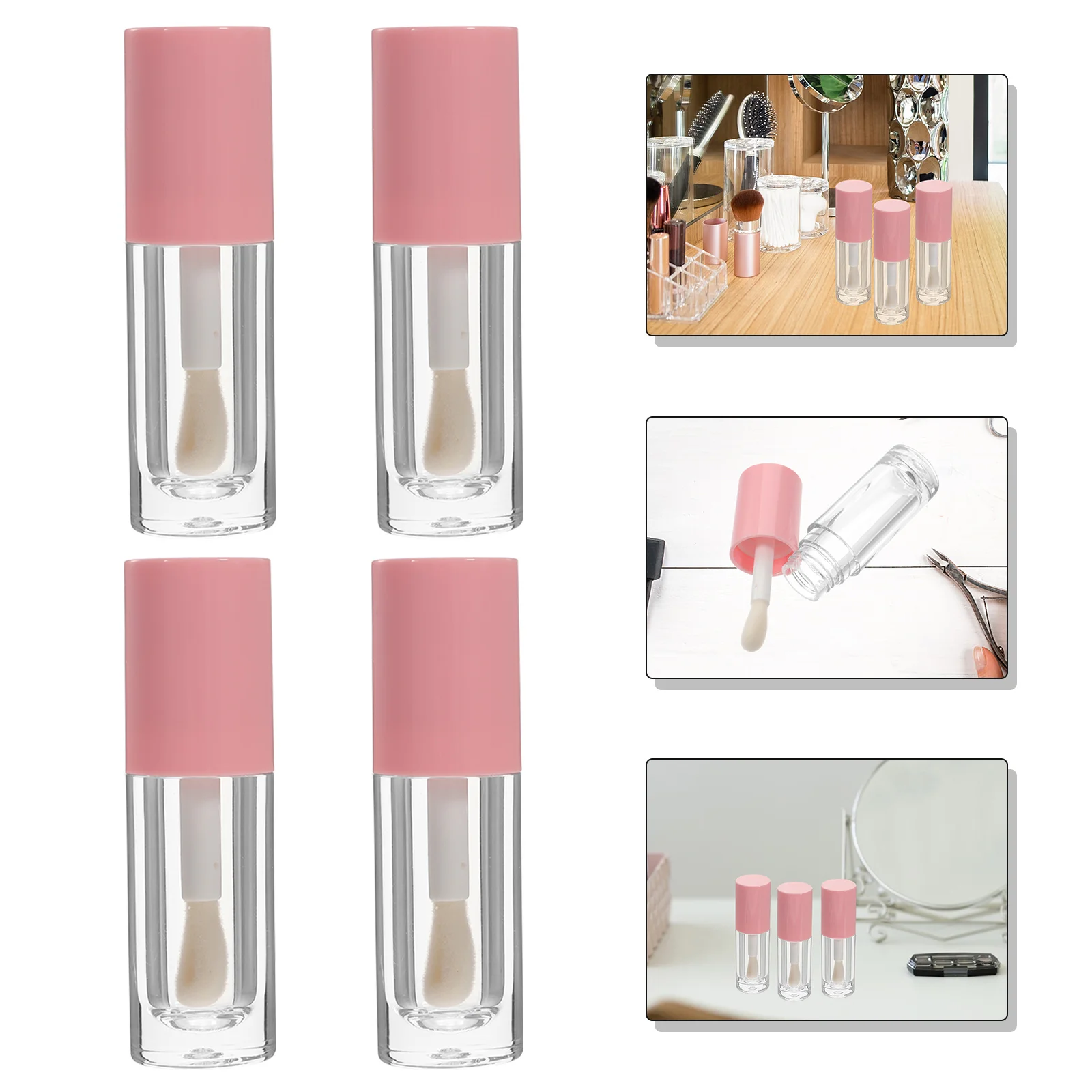 5 Pcs Lip Gloss Tube Tubes Bulk Small Bottles Empty Lipstick Balm Containers Mini with Wand